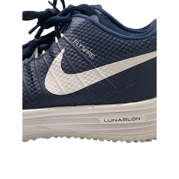 Nike Flywire Men’s Size 8.5 Lunarlon Dark Blue & White Sneakers - Picture 4 of 6